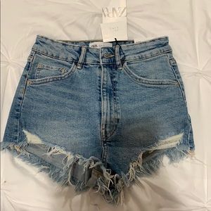 Zara high rise denim shorts